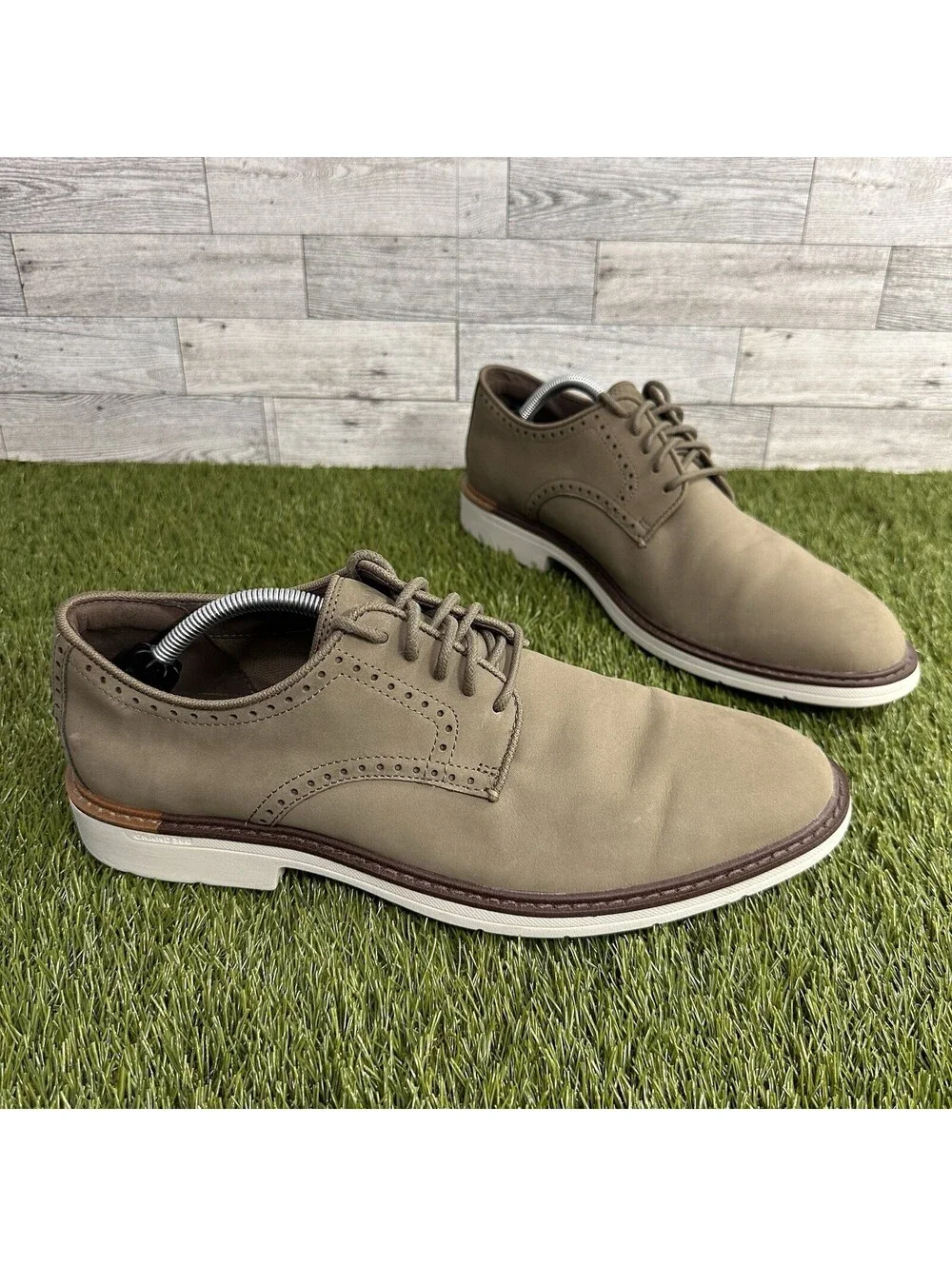 Cole Haan Mens Go-To Taupe Leather Dressy Oxfords Shoes 11 M Brown EUC